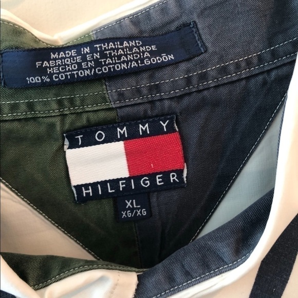 Tommy Hilfiger White Navy Stripe Button Shirt - Picture 3 of 11